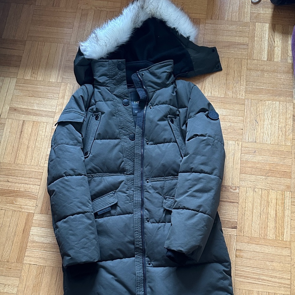 Noize Dark Green Puffer Jacket with Faux Fur Trim - Picture 1 of 11